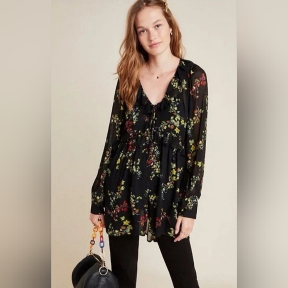 Anthropologie Maeve Jamison ruffled tunic EUC XS